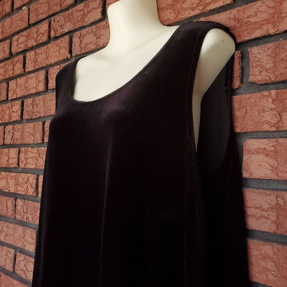 Black Velvet Velour Maxi Dress 16W VTG Rabbit Rabbit Rabbit Whimsigoth Jumper - Picture 2 of 8